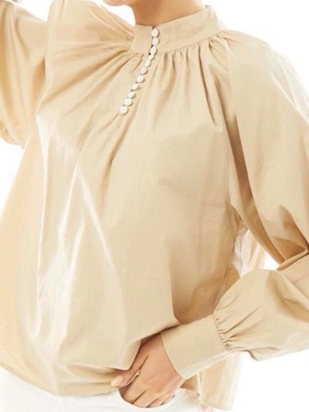 Levi's Gillian Oversized Balloon Sleeve Cotton Peasant Blouse M